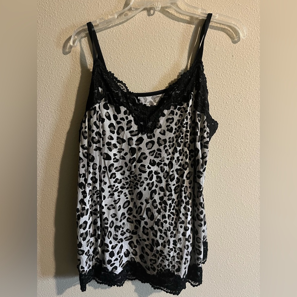 Leopard Print Lace Trim Cami
